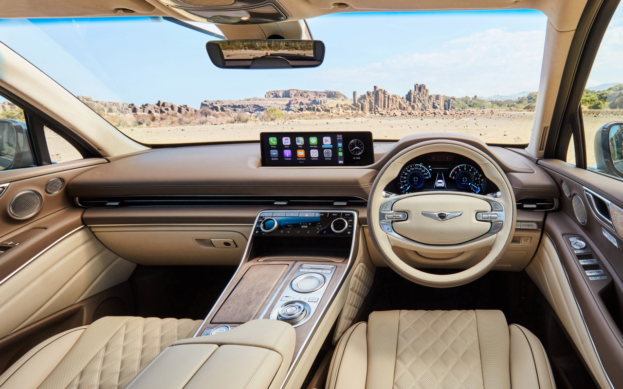 Дорогой кожаный салон автомобиля Genesis GV80 3.5T AWD 2020 года