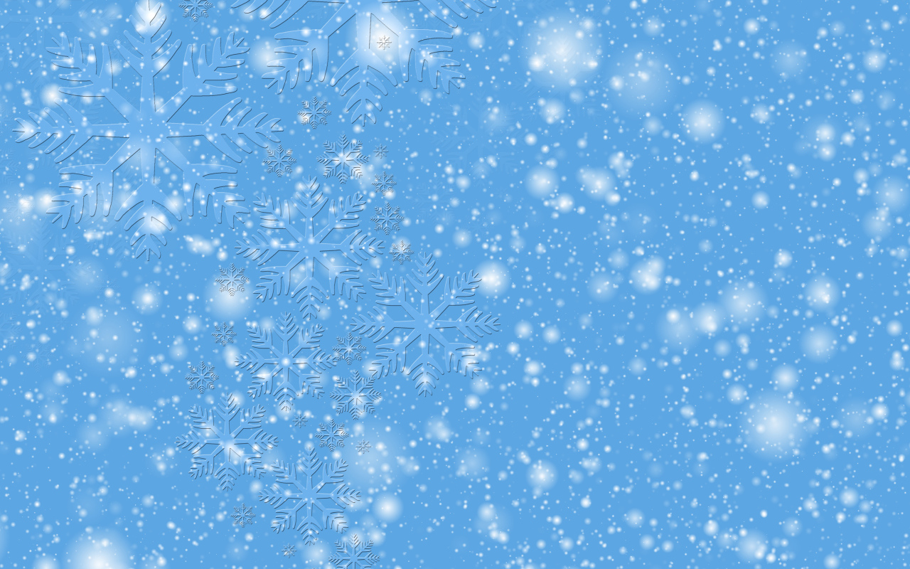 Голубой фон с белыми точками и снежинками