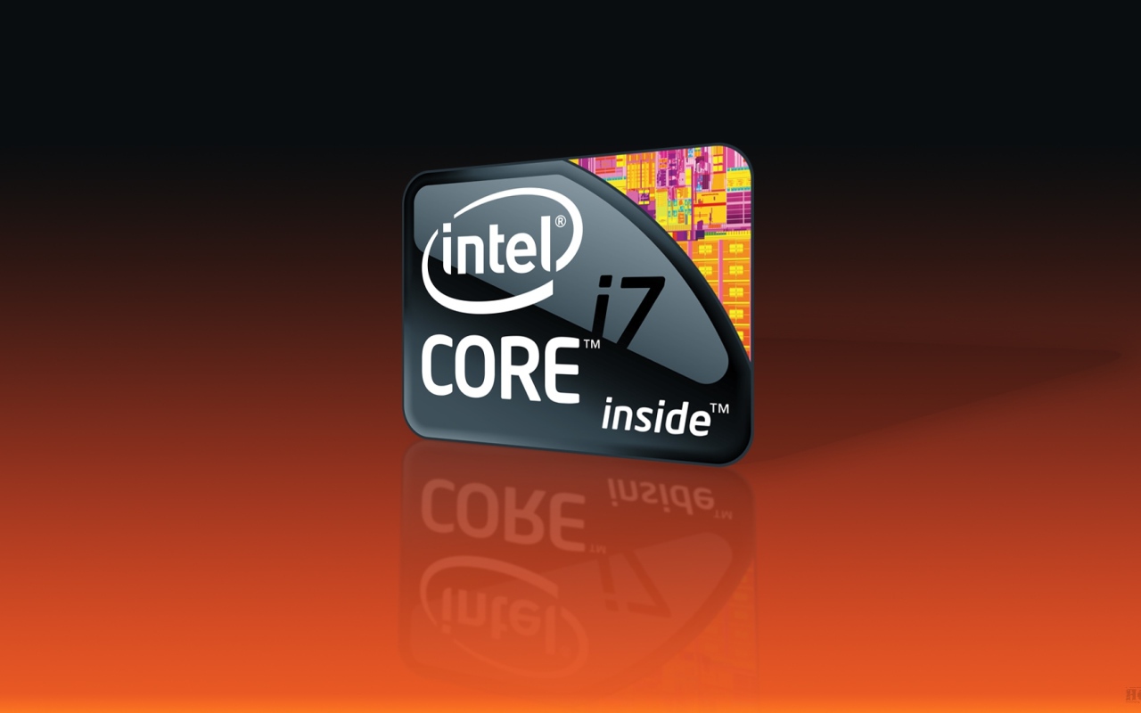 Intel processor icon on brown background