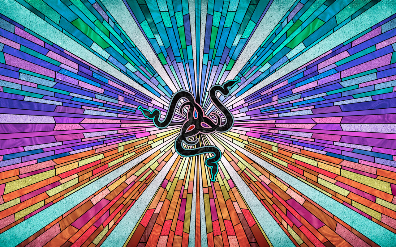 Значок Razer на разноцветном графическом фоне