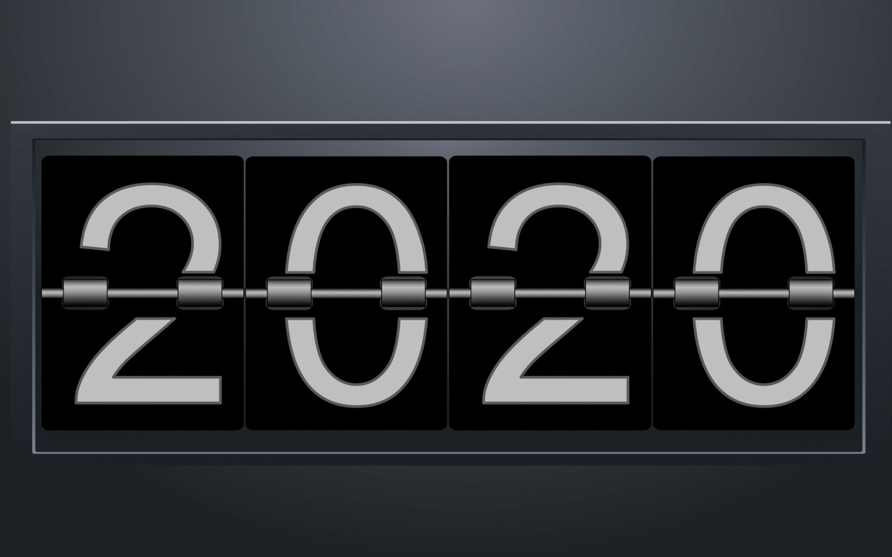 Перекидные цифры 2020 на сером фоне