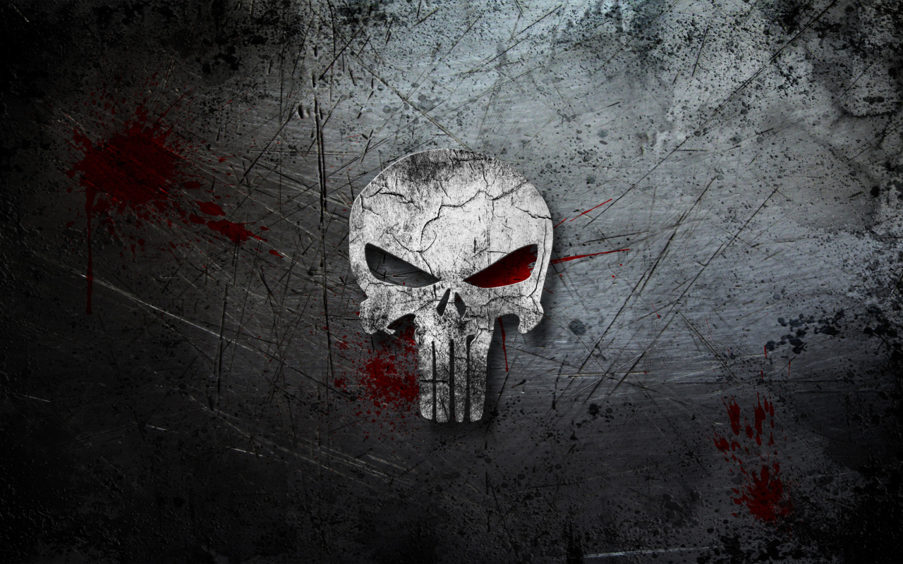 Череп с кровью на сером фоне 