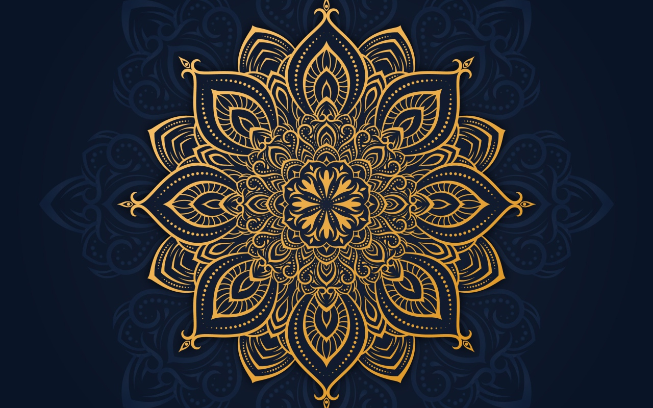 Красивый золотистый рисунок на синем фоне