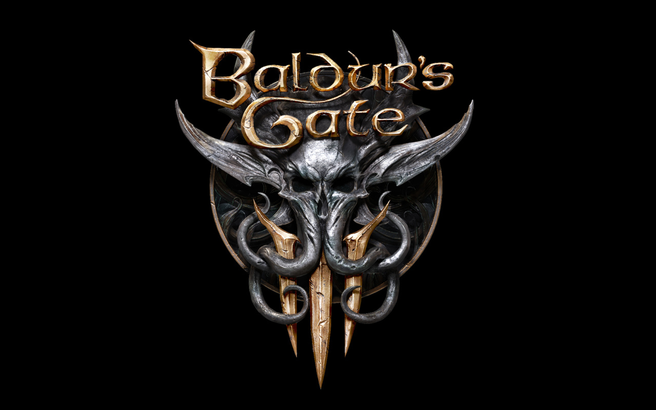 Логотип новой видео игры Baldur’s Gate III на черном фоне
