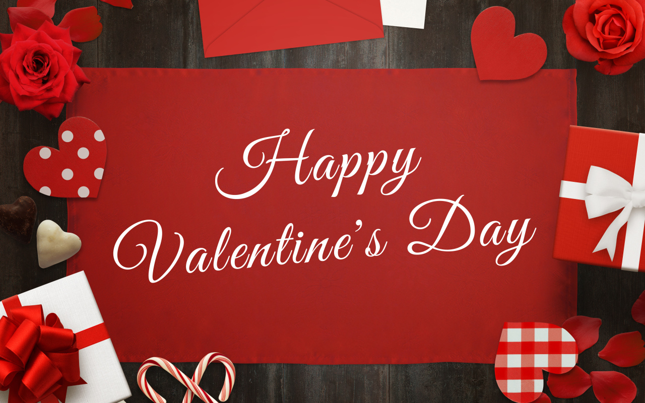 Открытка с подарками на день Святого Валентина