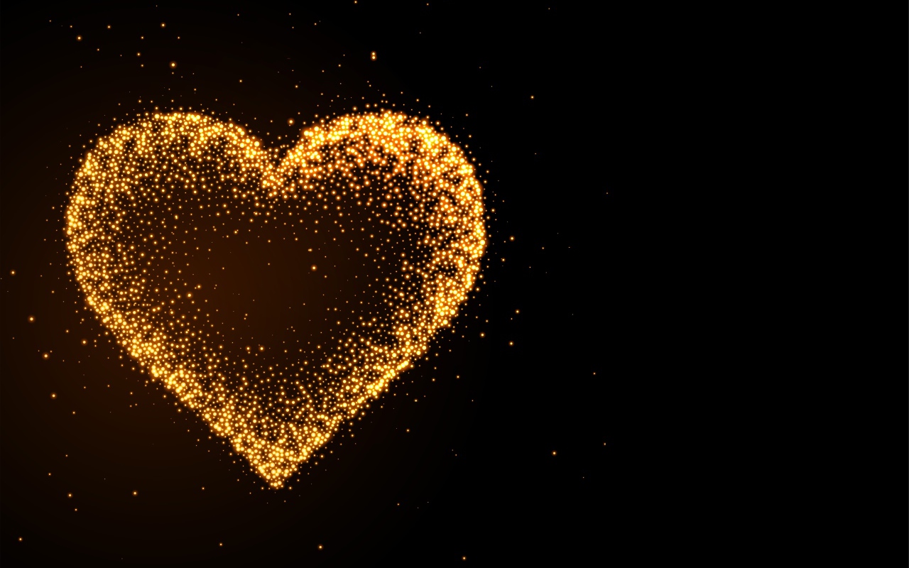 Неоновое точечное сердце на черном фоне