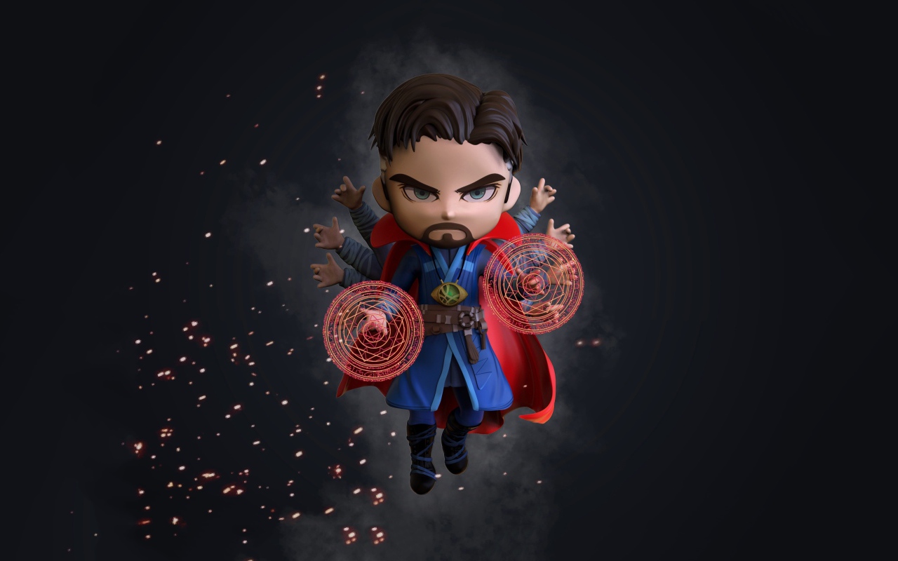 Персонаж Марвел Доктор Стрэндж на сером фоне