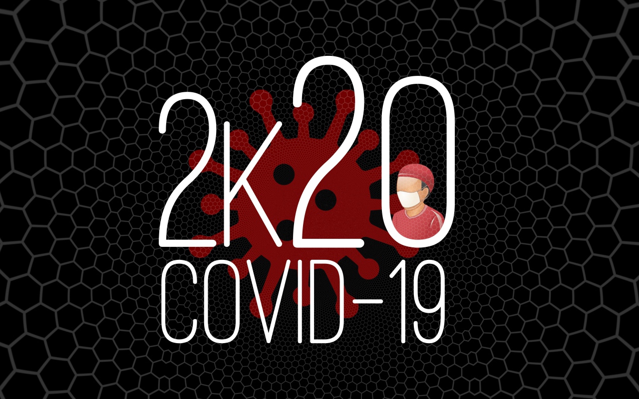 Надпись COVID-19 на черном фоне