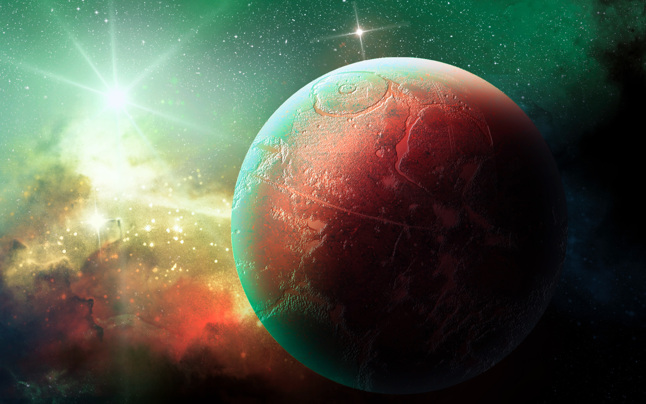 Большая планета в космосе яркими звездами