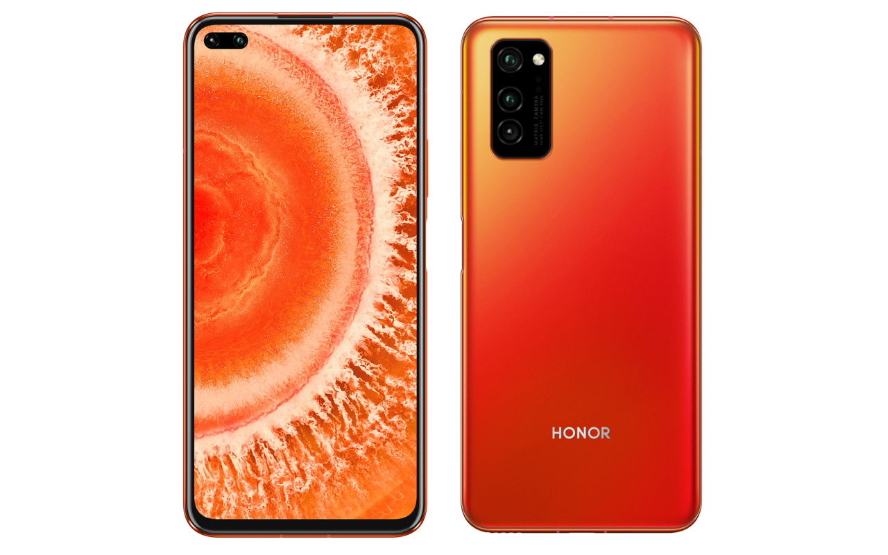 Смартфон Honor View 30 на белом фоне