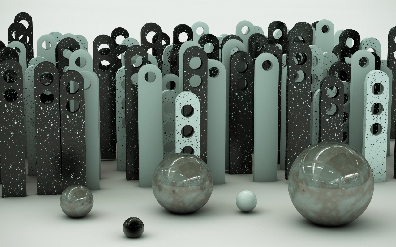 Шары 3д и железные планки 