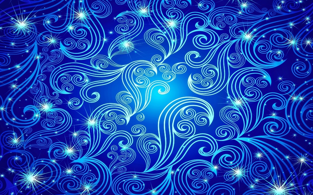 Красивые неоновые волны на голубом фоне 