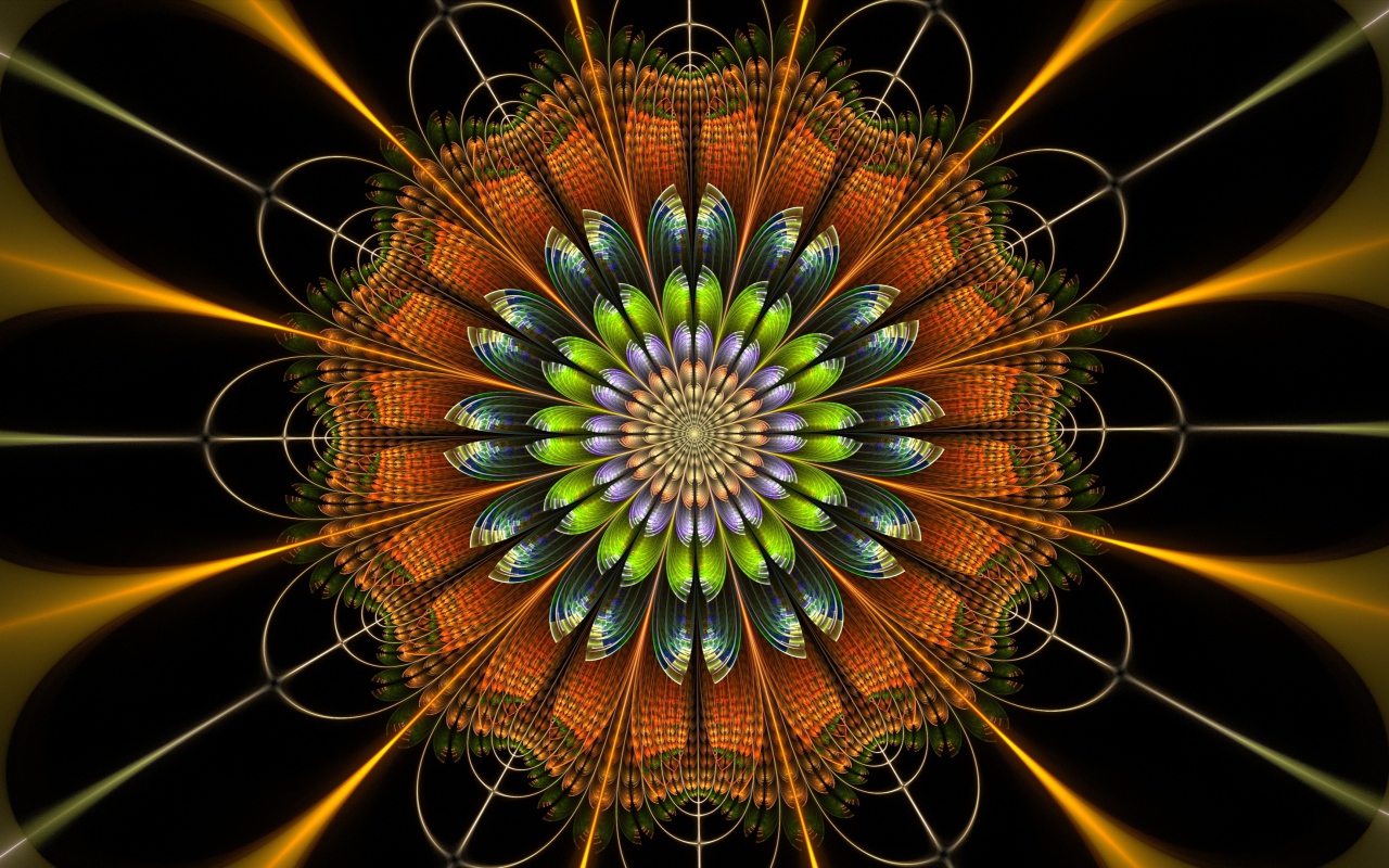 Цифровой цветок мандала крупным планом