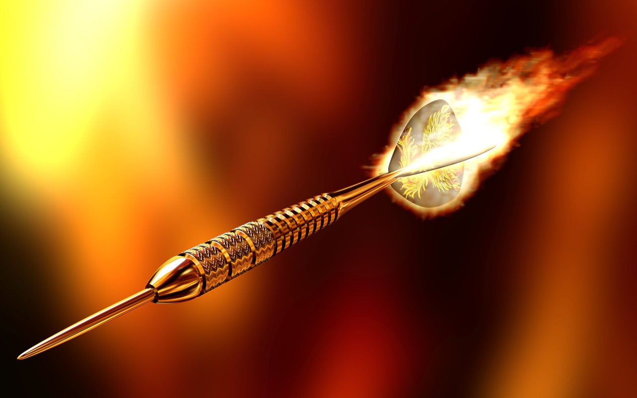 Дротик для дартс с огненным наконечником 3д графика