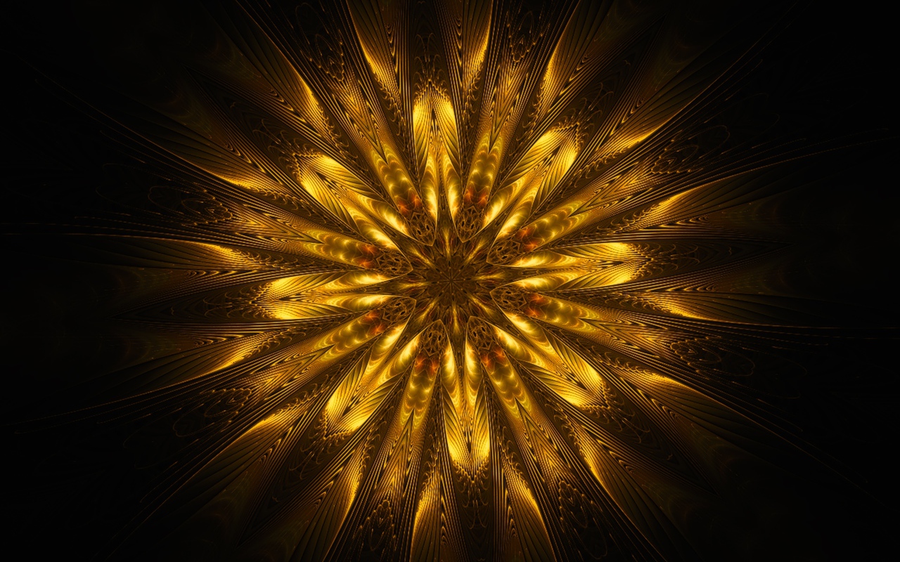 Золотой цветок мандала на черном фоне