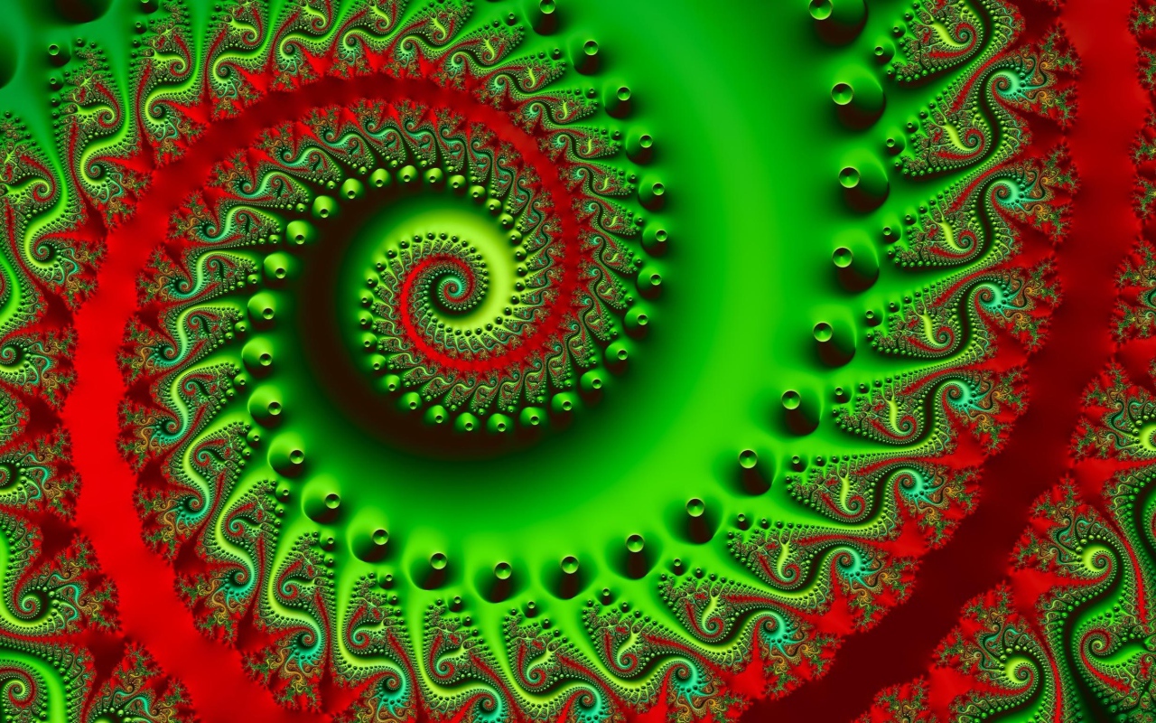 Зелено-красная абстрактная спираль 