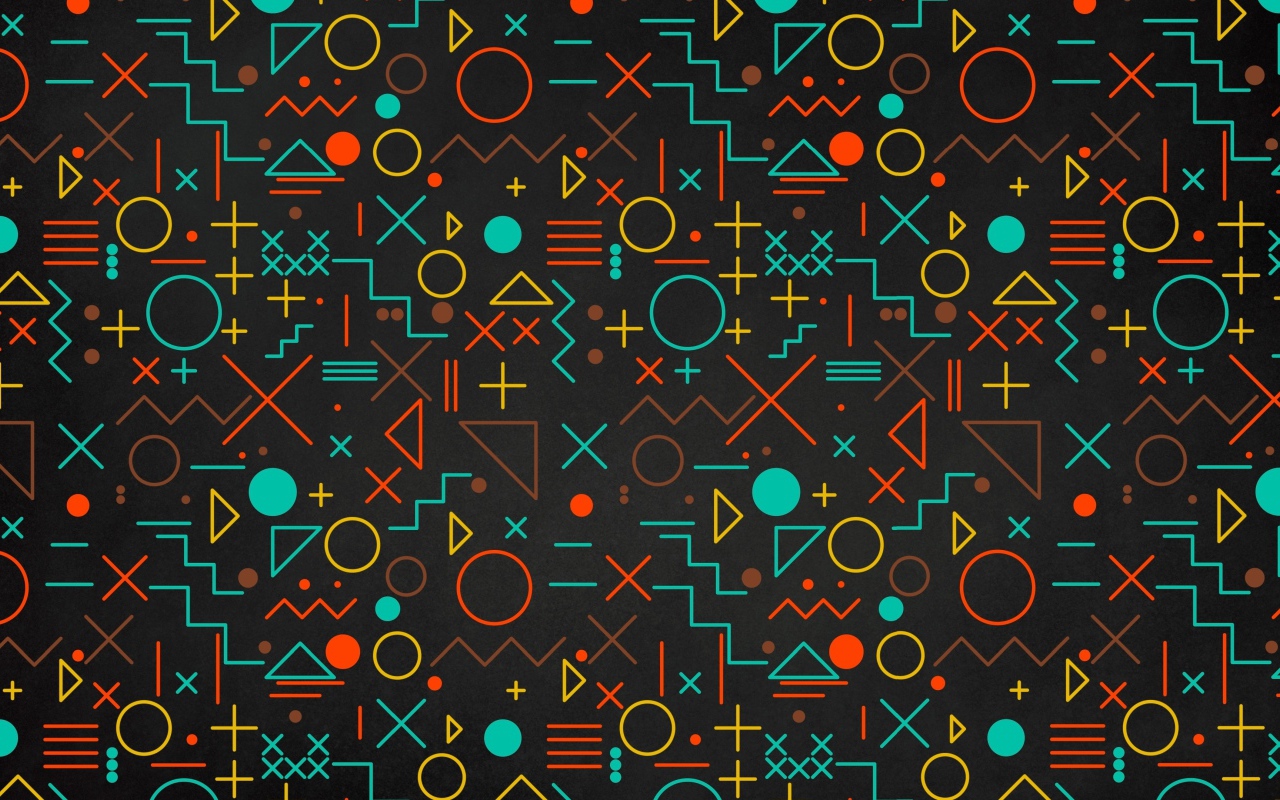 Разноцветные геометрические фигуры на черном фоне