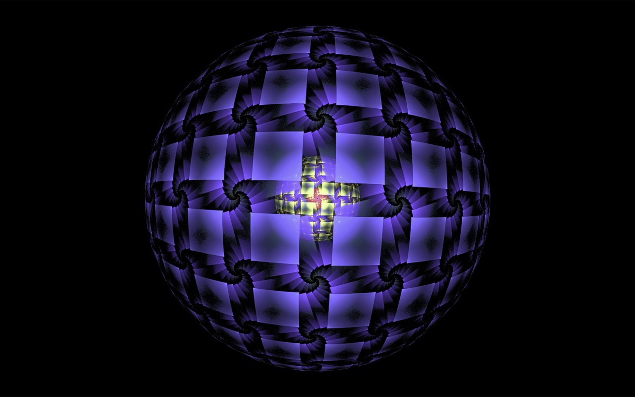 Фиолетовая сфера на черном фоне фрактал
