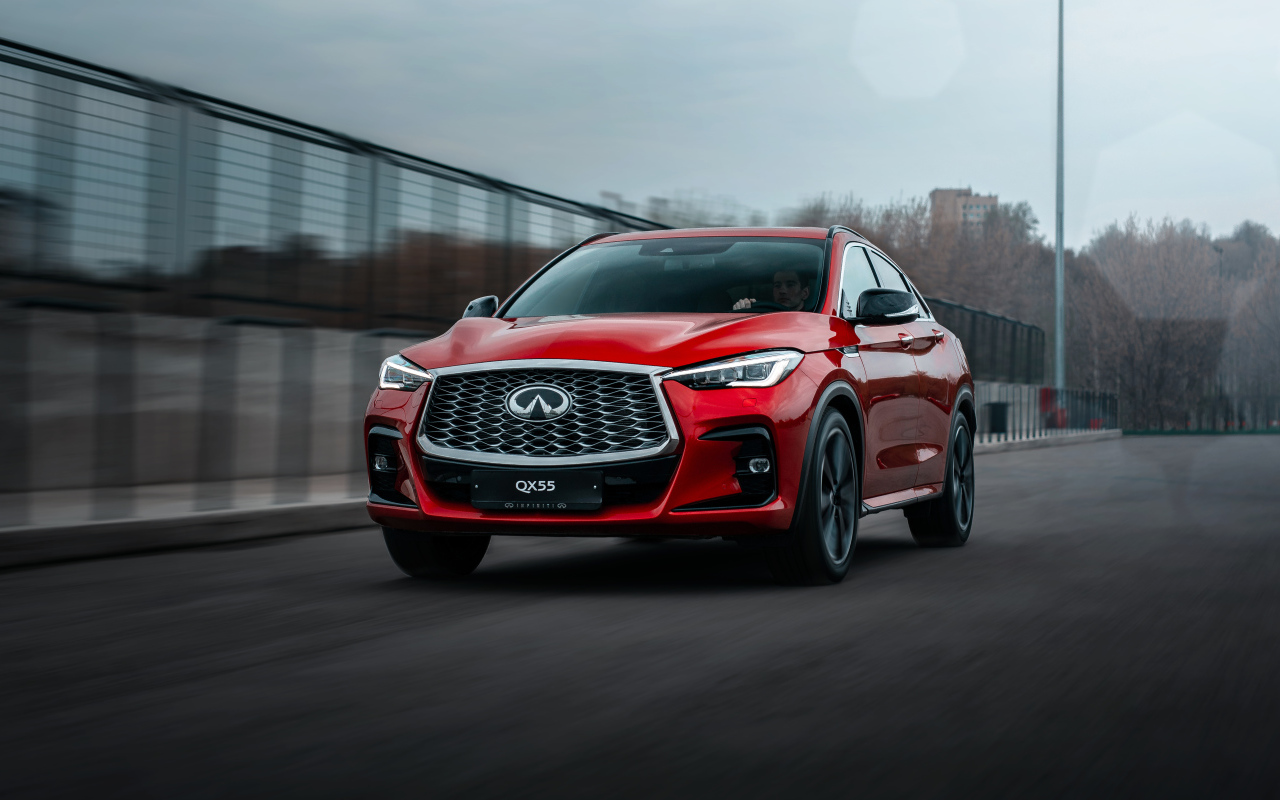 Красный внедорожник Infiniti QX55 AWD 2021 года