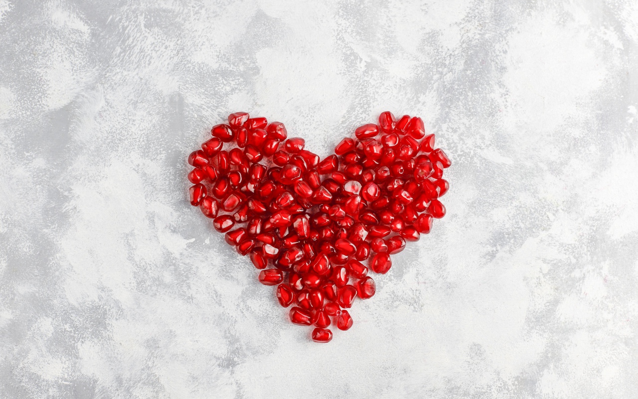 Heart of red pomegranate seeds