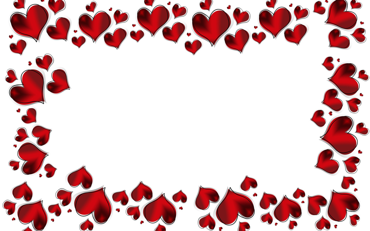 Много красных сердечек на белом фоне 