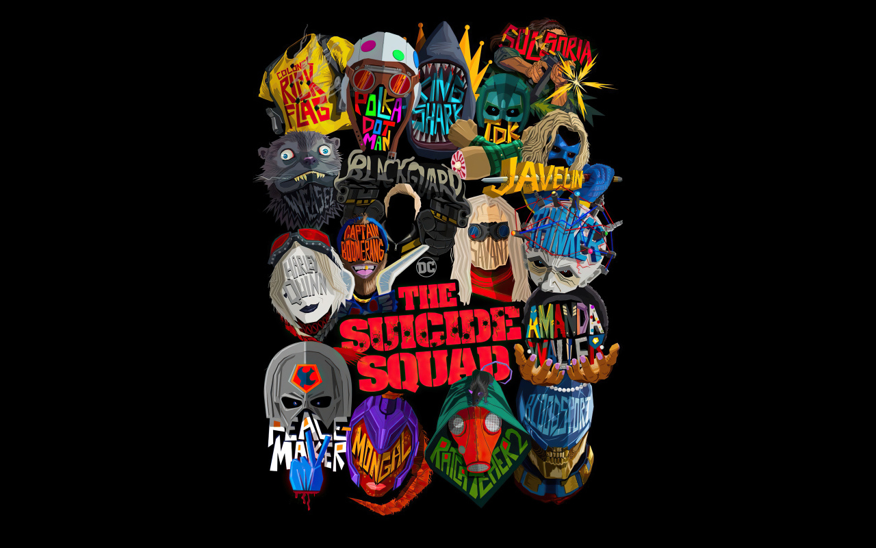 Постер на черном фоне фильм  Отряд самоубийц: Миссия навылет, 2021