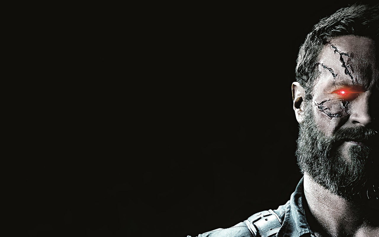 Кано персонаж фильма Мортал Комбат на черном фоне