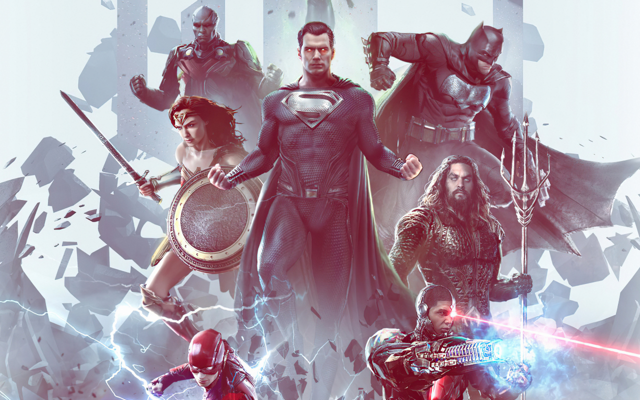 Постер с главными героями Лига справедливости Зака Снайдера, 2021
