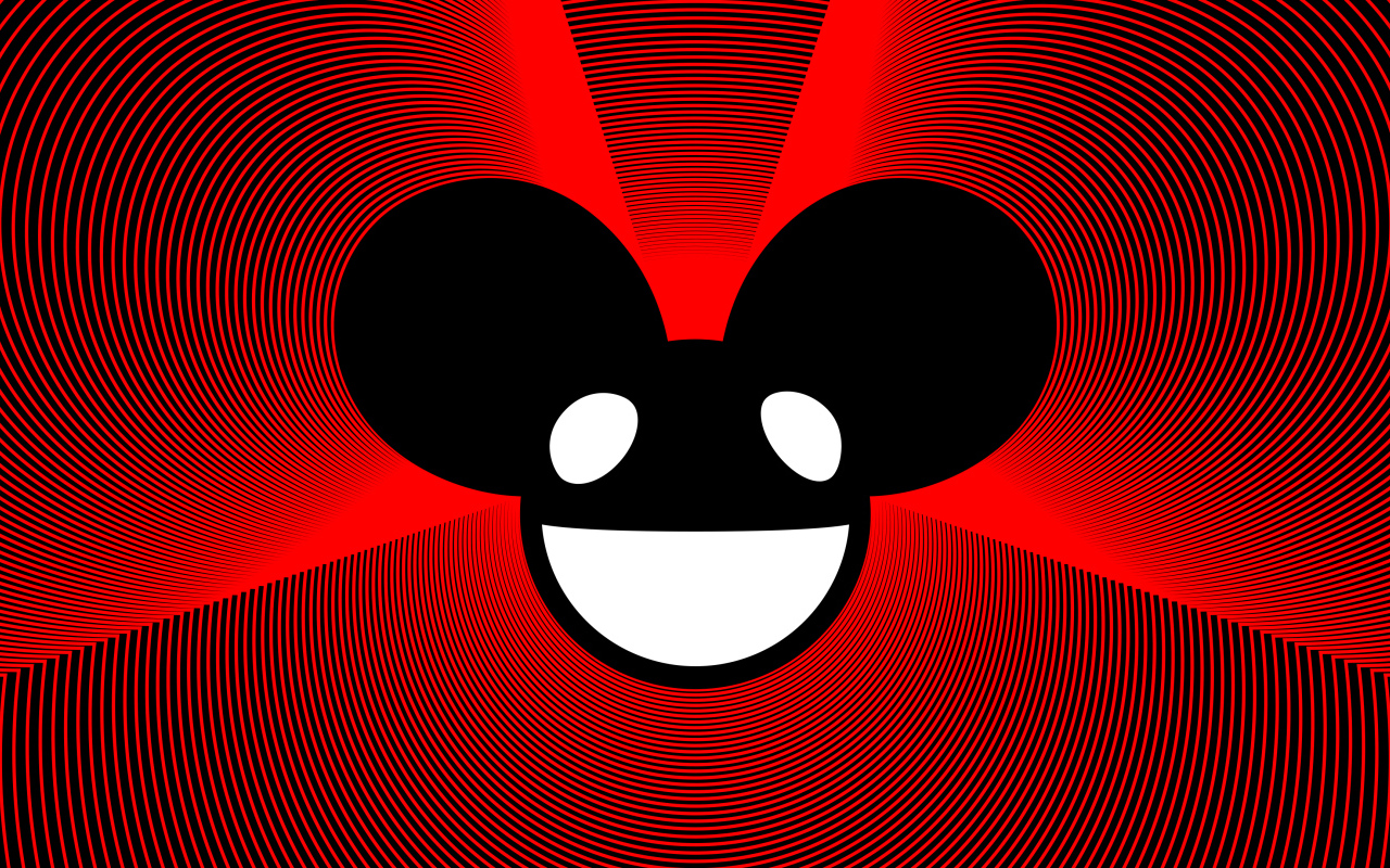 Диджей Дэдмаус на красном фоне