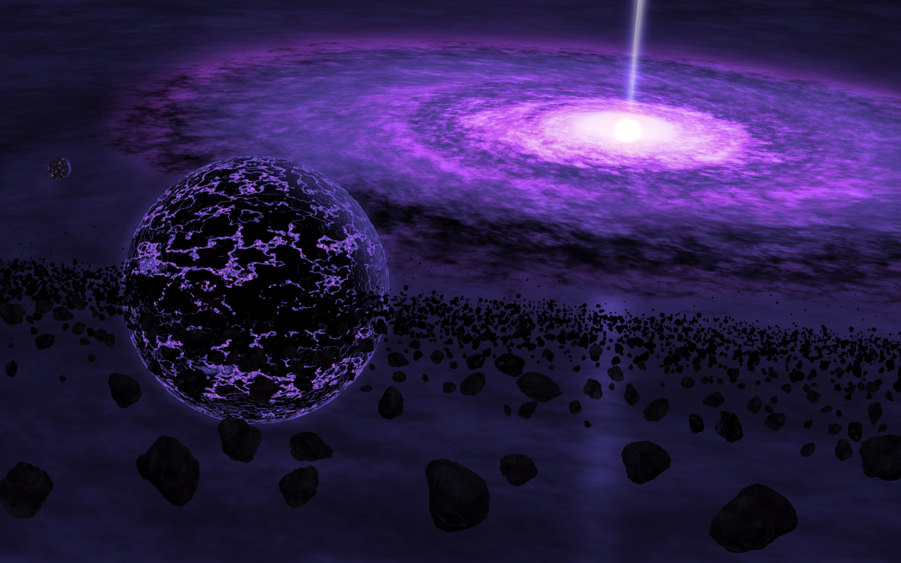 Полет метеоритов у черной дыры