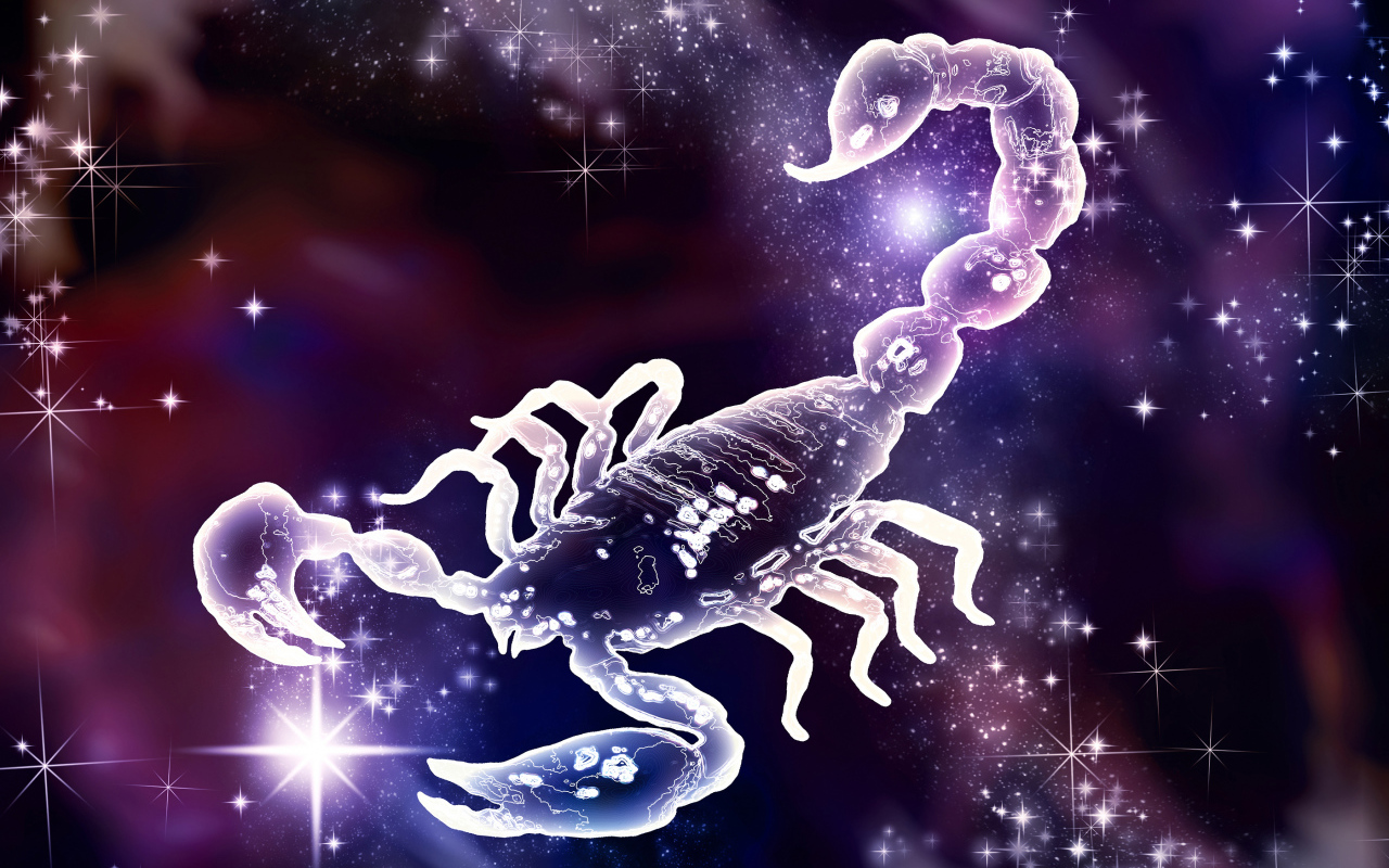 Неоновый знак зодиака скорпион