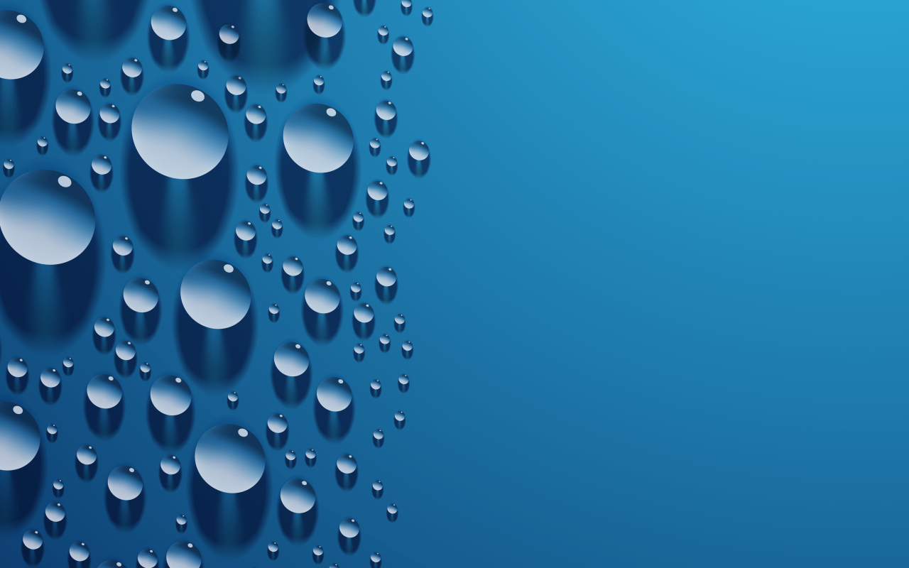 Капли 3д на голубой поверхности