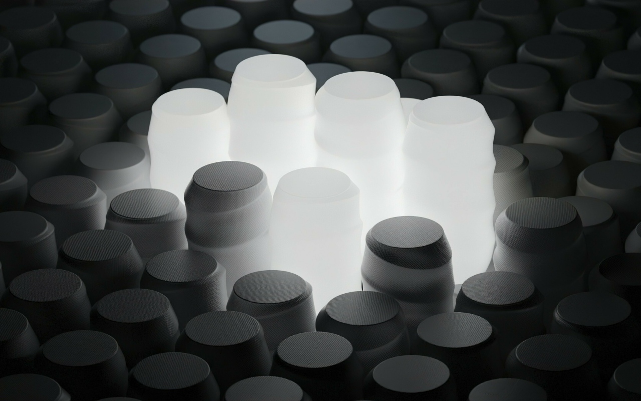 Черные  и белые 3д фигуры