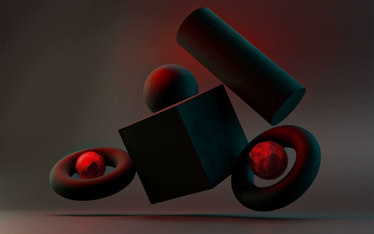 Геометрические 3д фигуры парят в воздухе