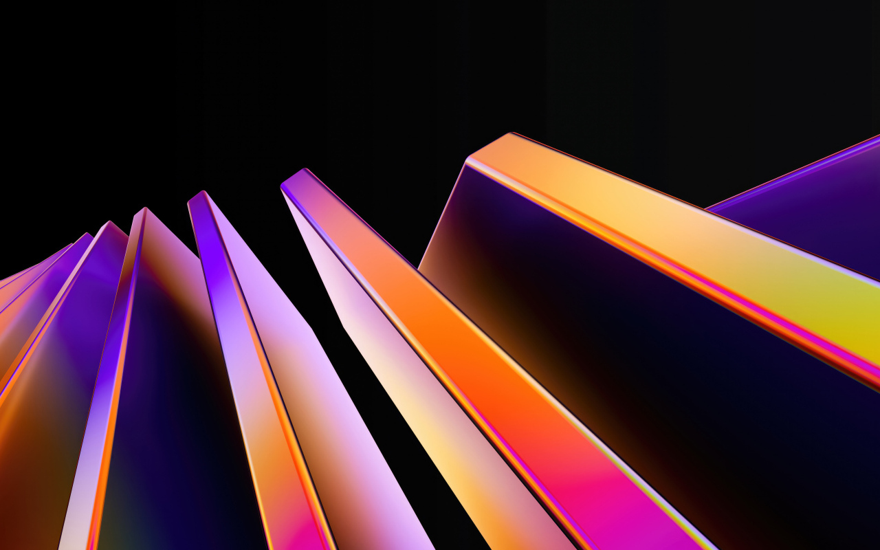 Геометрические неоновые фигуры на черном фоне