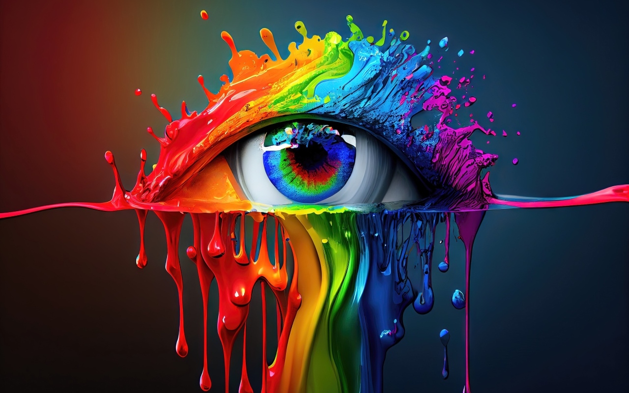 Глаз нарисован разноцветными красками