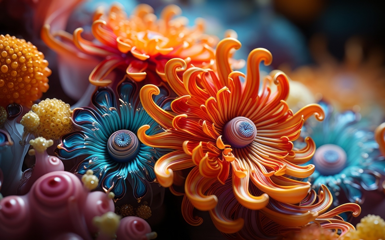 Необычные абстрактные лесные цветы