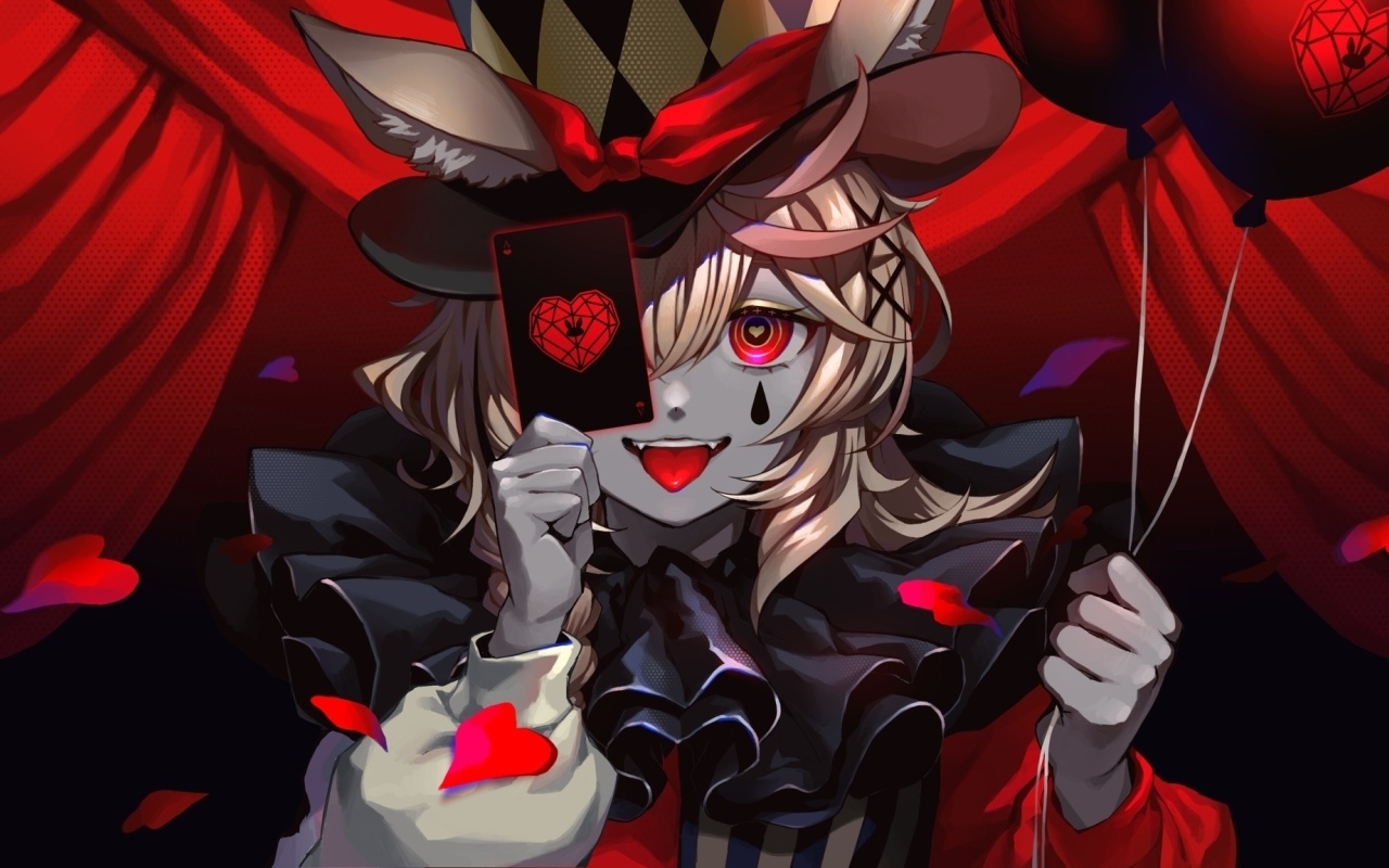 Девушка аниме с картой и шариками