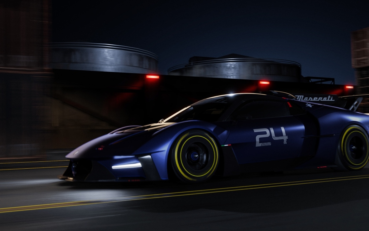 Автомобиль Maserati MCXtrema 2024 на трассе