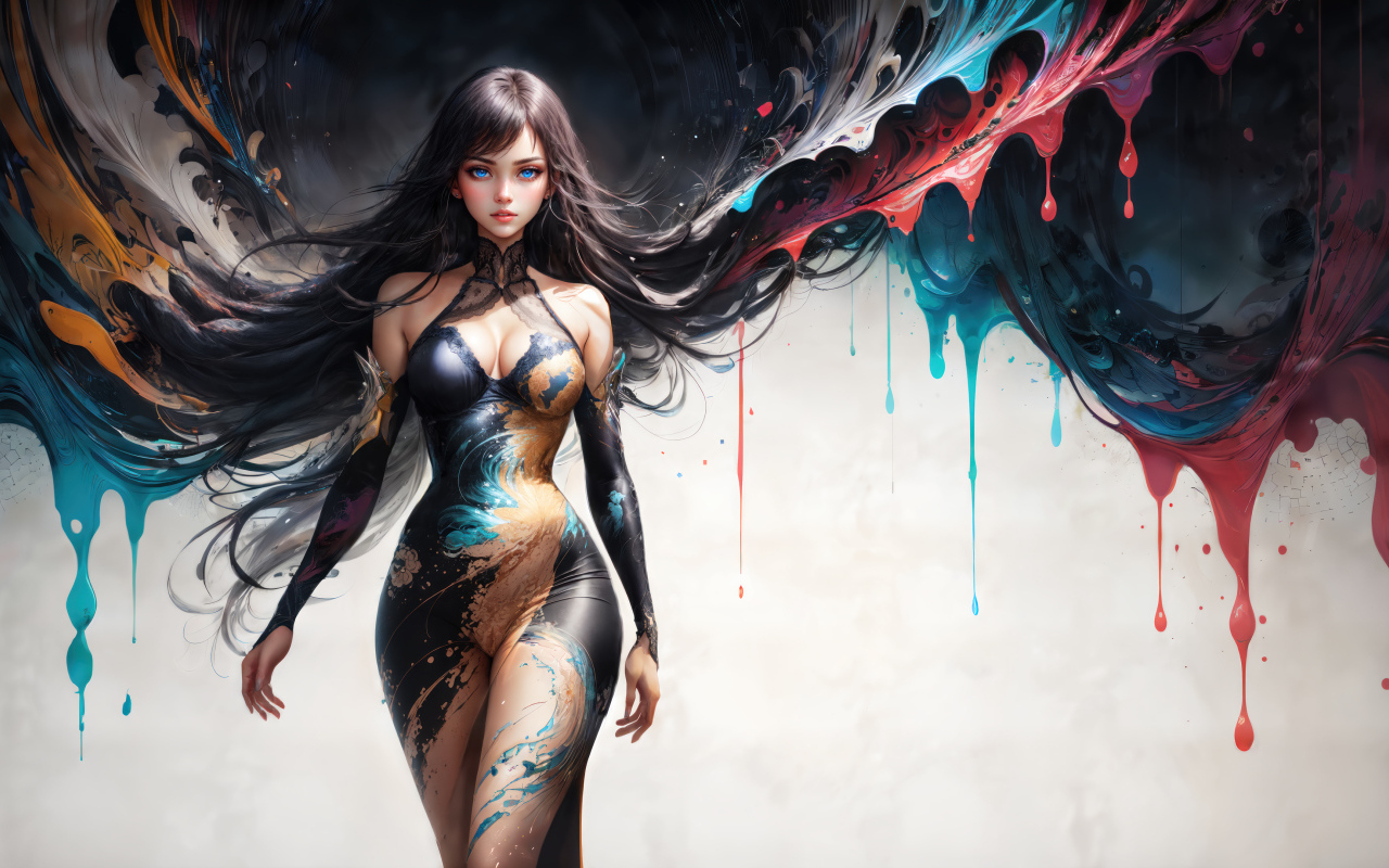 Красивая фантастическая девушка в краске