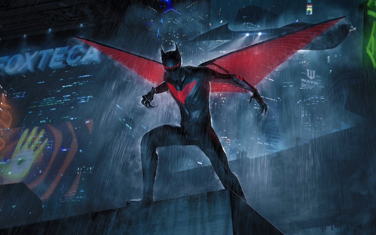 Персонаж Бэтмен под дождем