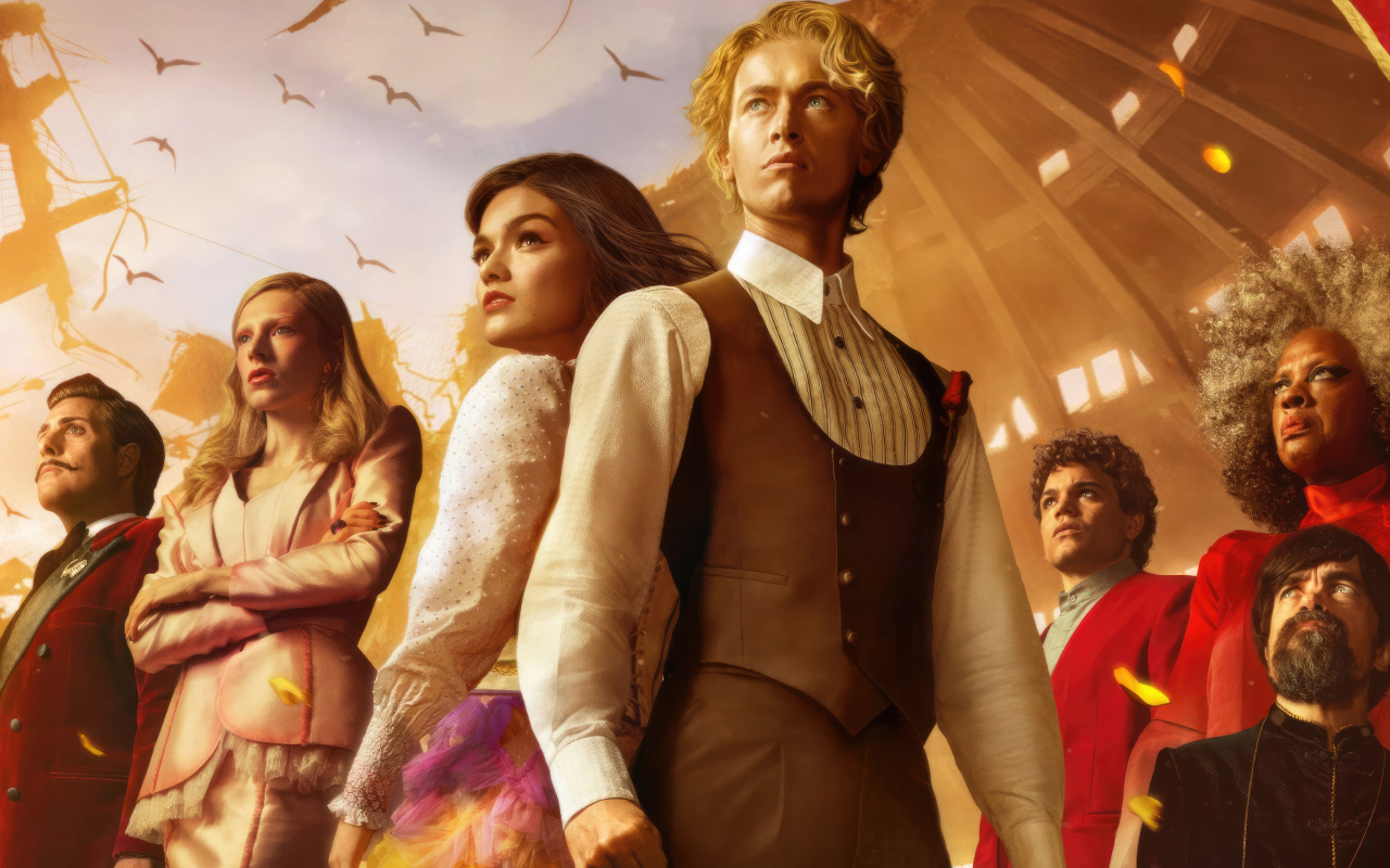 Постер с главными персонажами фильма  Голодные игры: Баллада о змеях и певчих птицах, 2023