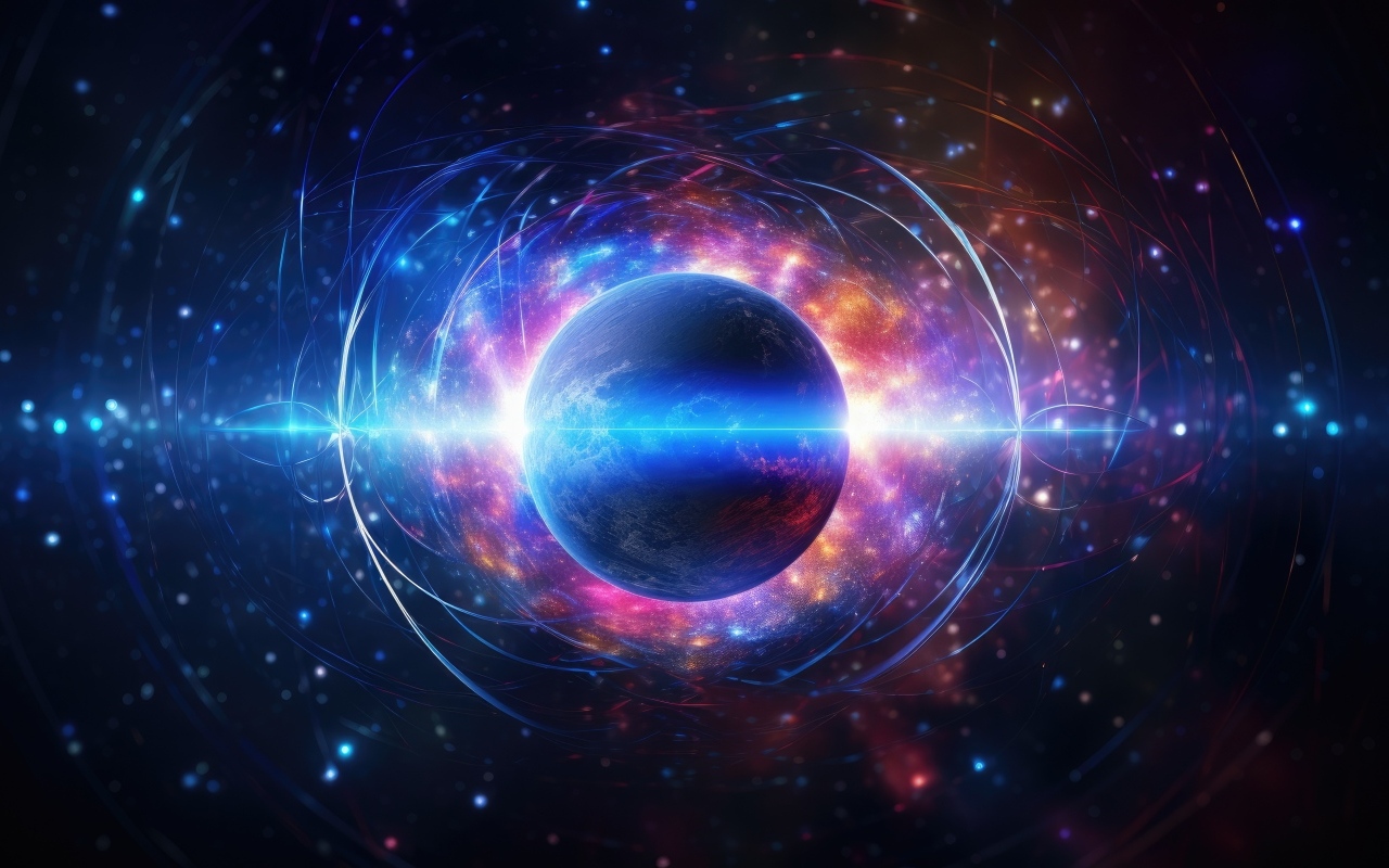 Планета земля в ярких неоновых вспышках