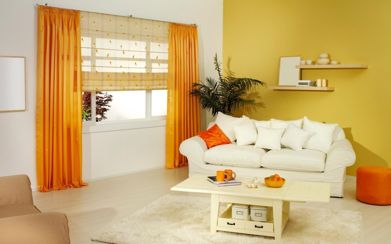 Дизайн гостиной в оранжевом стиле