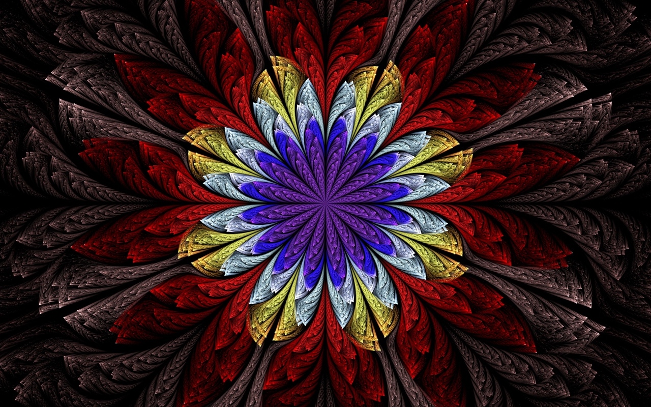 Абстрактный разноцветный фрактальный цветок