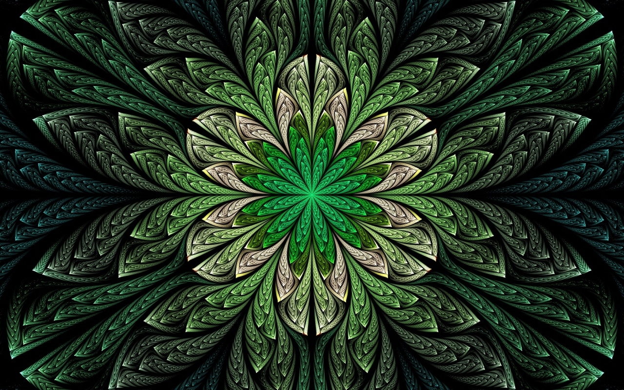 Абстрактный зеленый волнистый цветок 