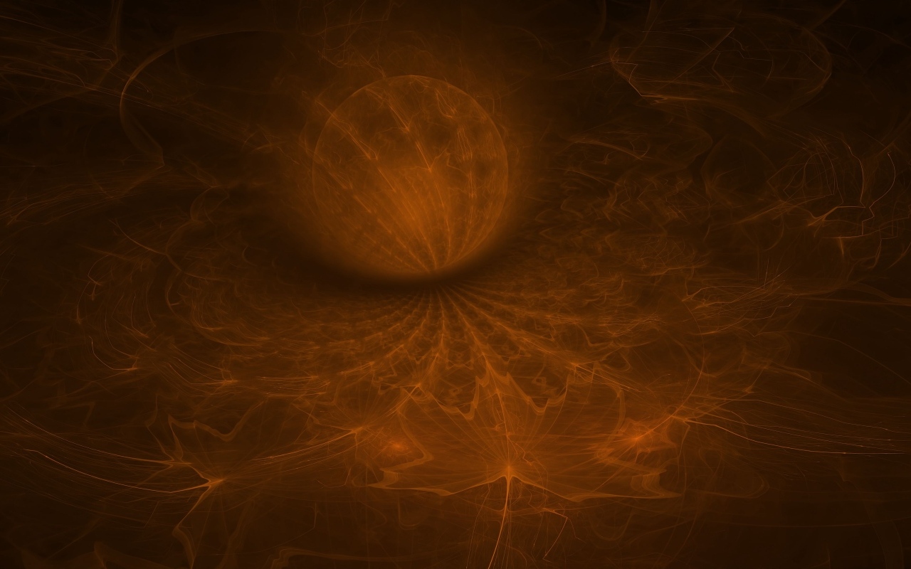 Шар на коричневом неоновом фоне с кленовым листом