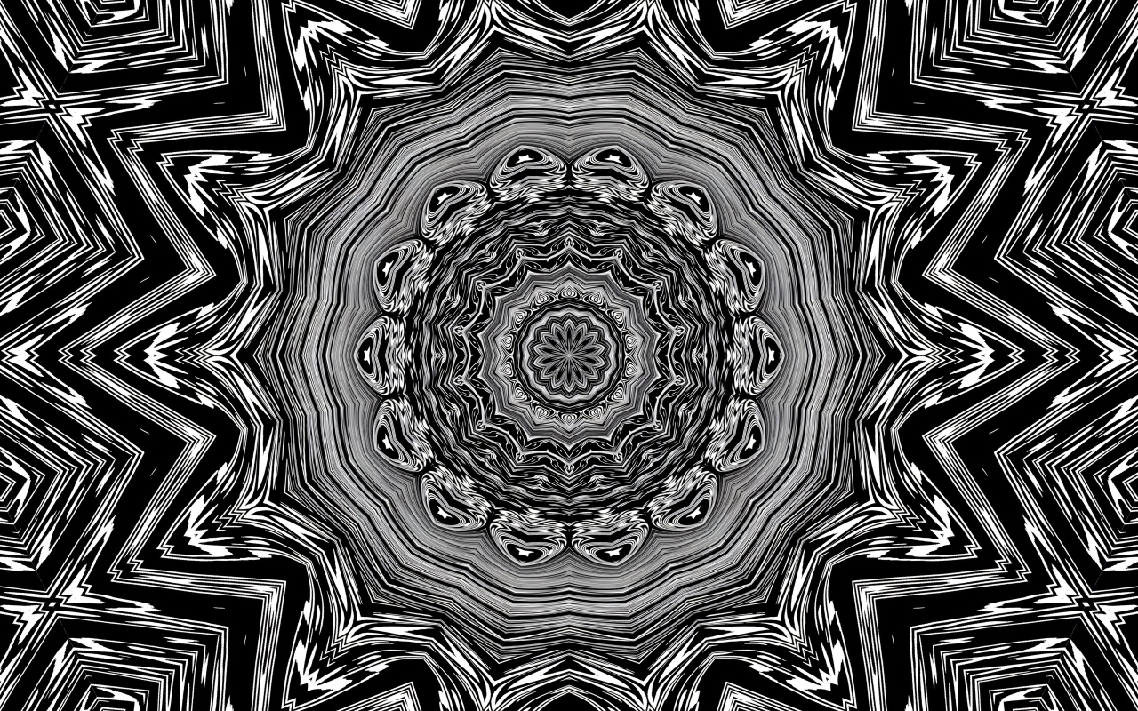 Черно-белый фрактальный узор 