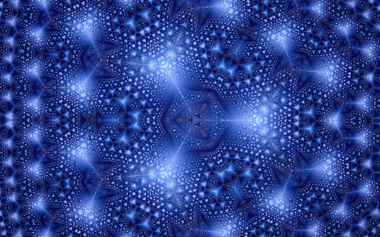 Синий фрактальный рисунок с геометрическими фигурами