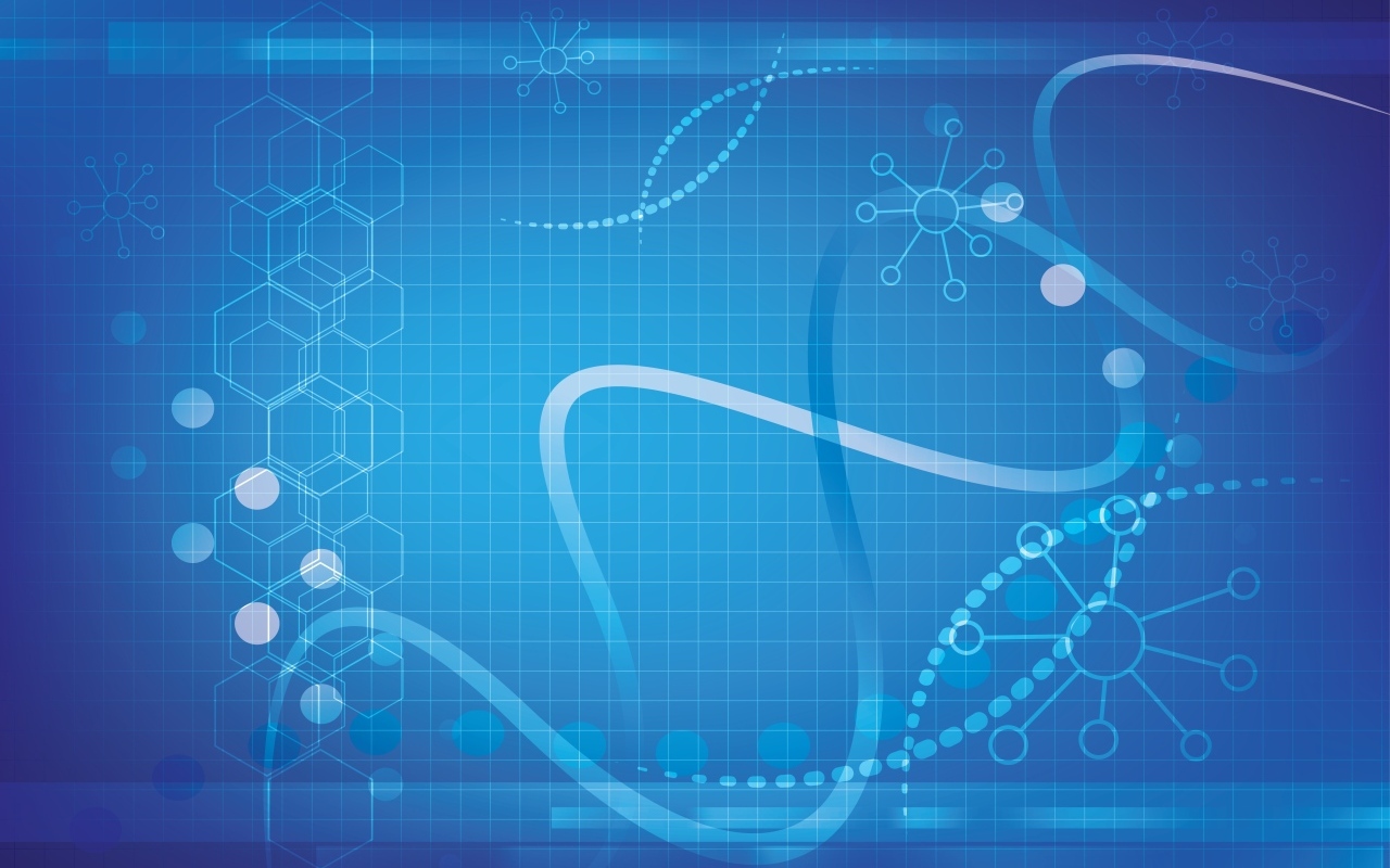 Спираль ДНК с бактериями на голубом фоне